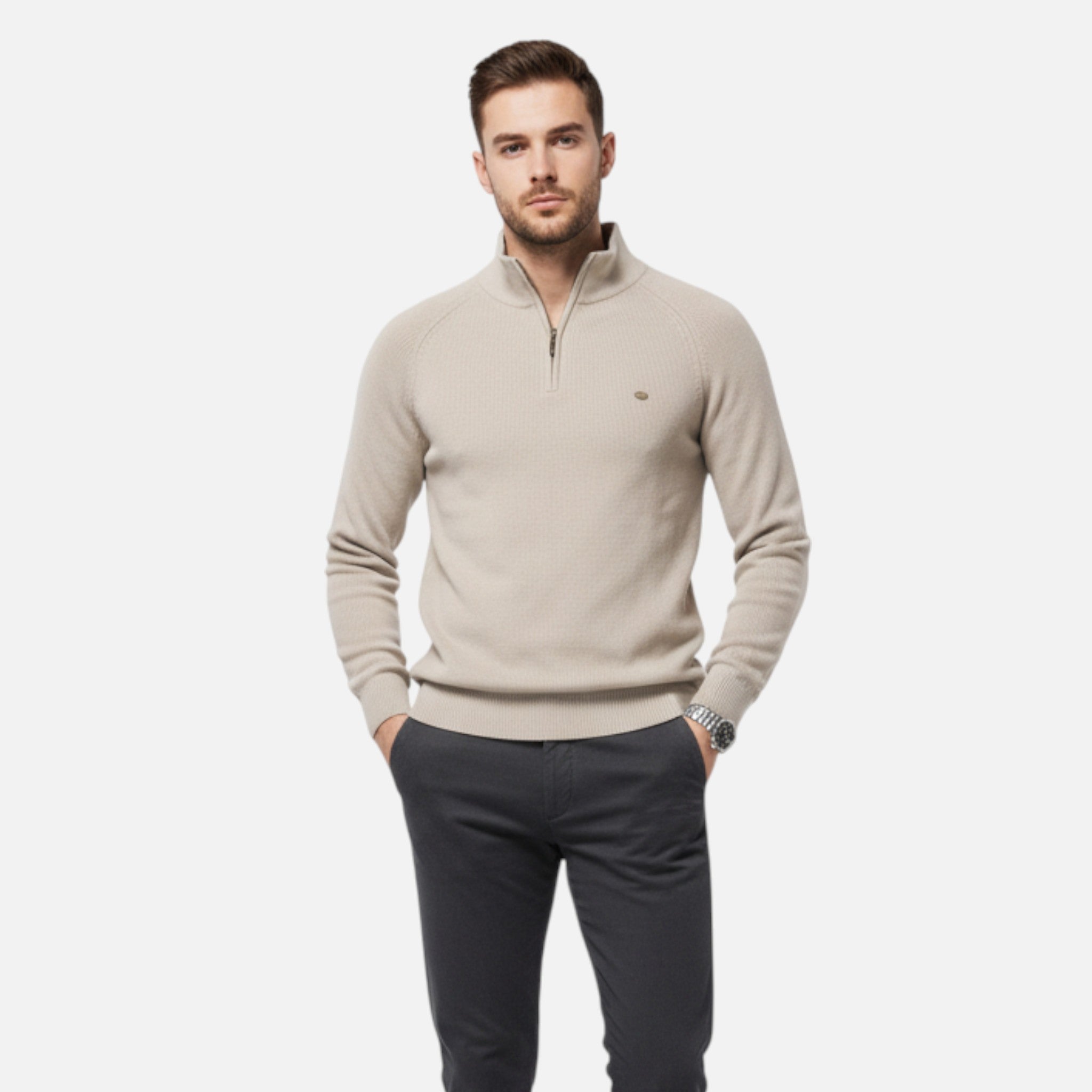 Ancienne Monde | Demi-Zip en Coton Homme