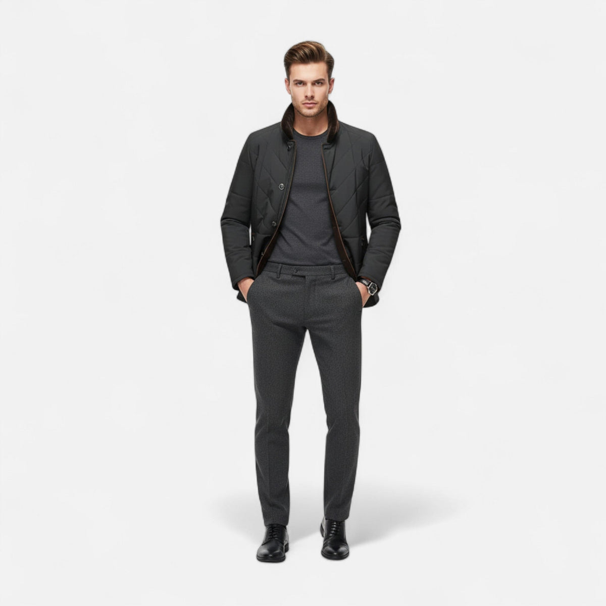 Men’s quilted polyester jacket – Timeless structured fit