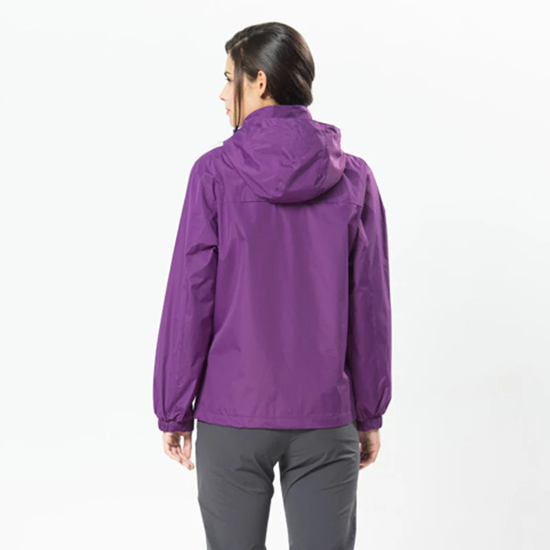 Chaqueta cortavientos de poliéster para mujer – Capucha desmontable y bolsillos con cremallera