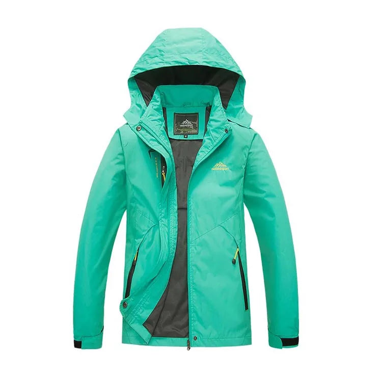 Chaqueta cortavientos de poliéster para mujer – Capucha desmontable y bolsillos con cremallera