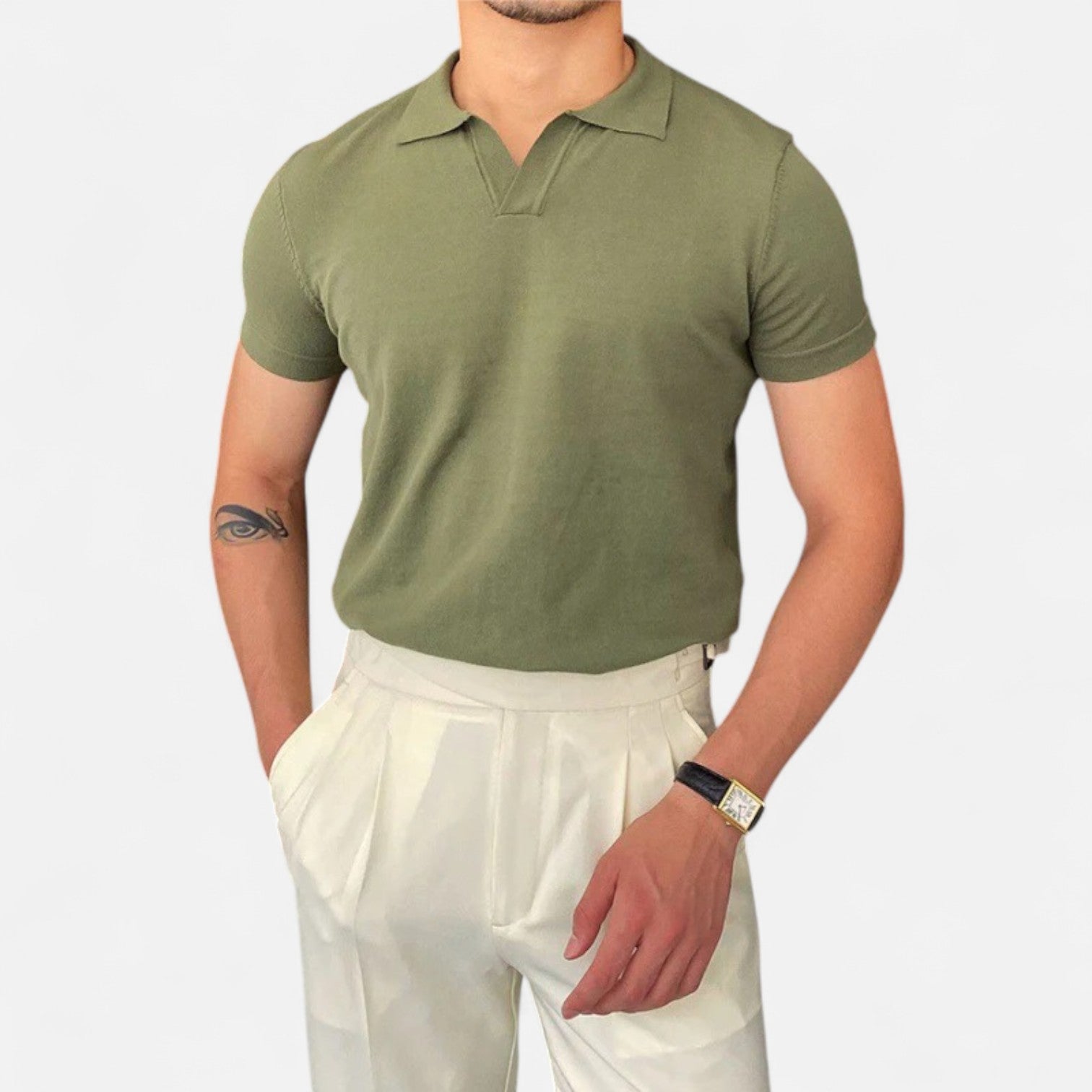 Ancienne Monde | Polo Homme à Col V – Luxe Discret, Élégance Classique "Old Money"