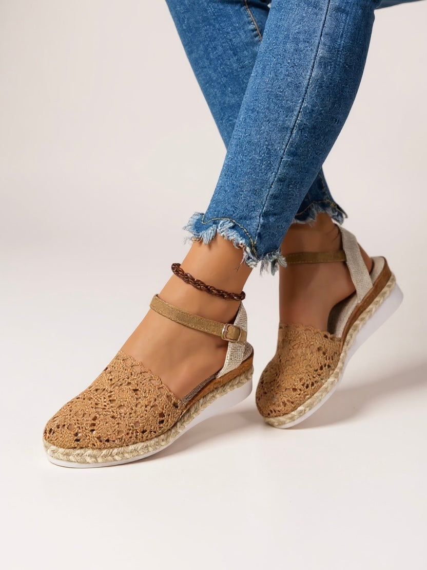 Espadrilles compensées pour femme avec lanière réglable pour le week-end