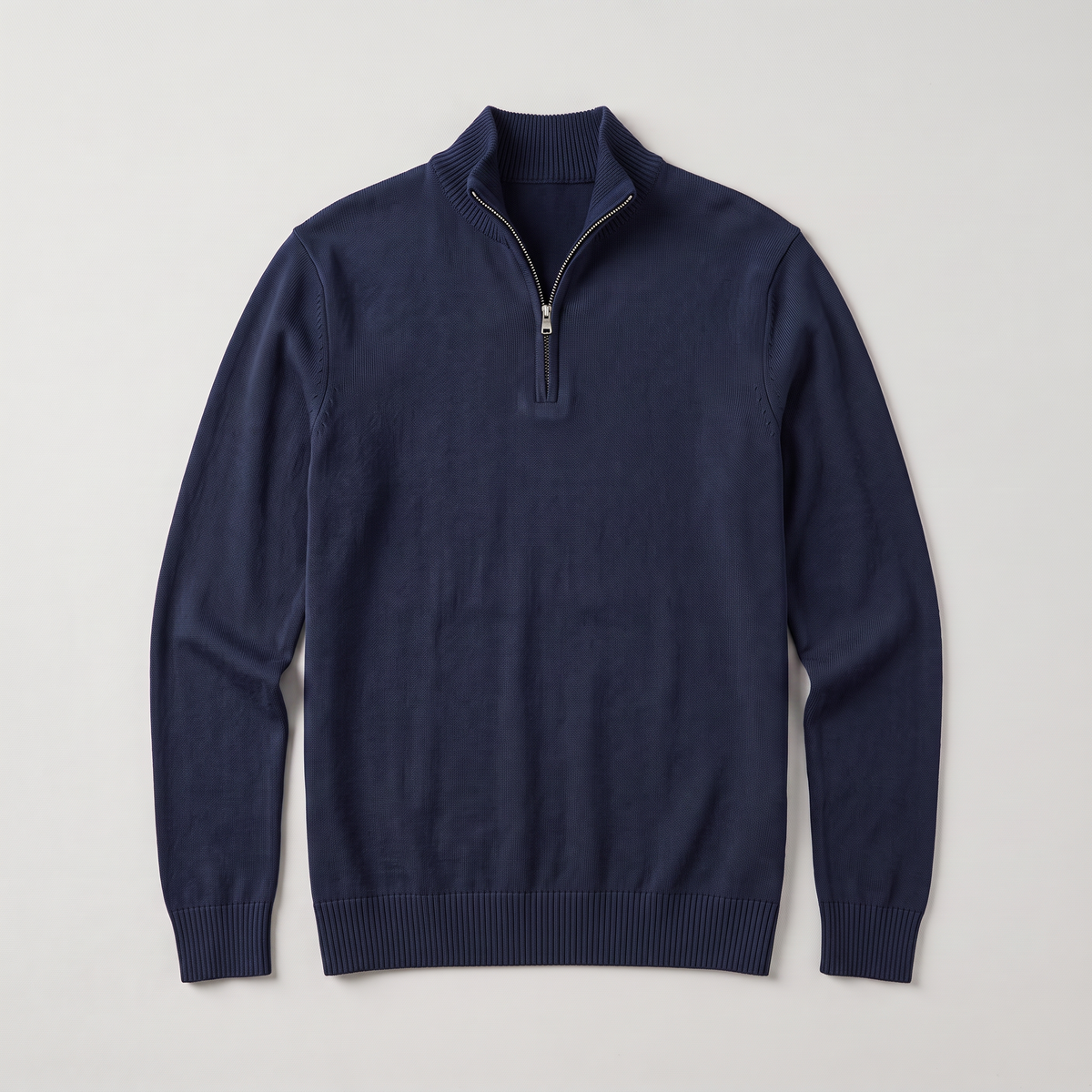 Herrenpullover - Stehkragen mit halbem Reißverschluss und reguläre Passform, lässig-eleganter Stil