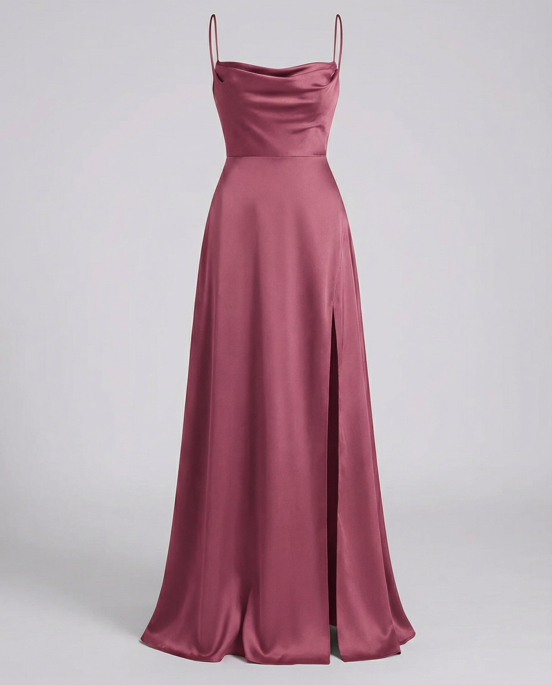 Robe longue de cocktail femme - drapé élégant à fines bretelles - mariage