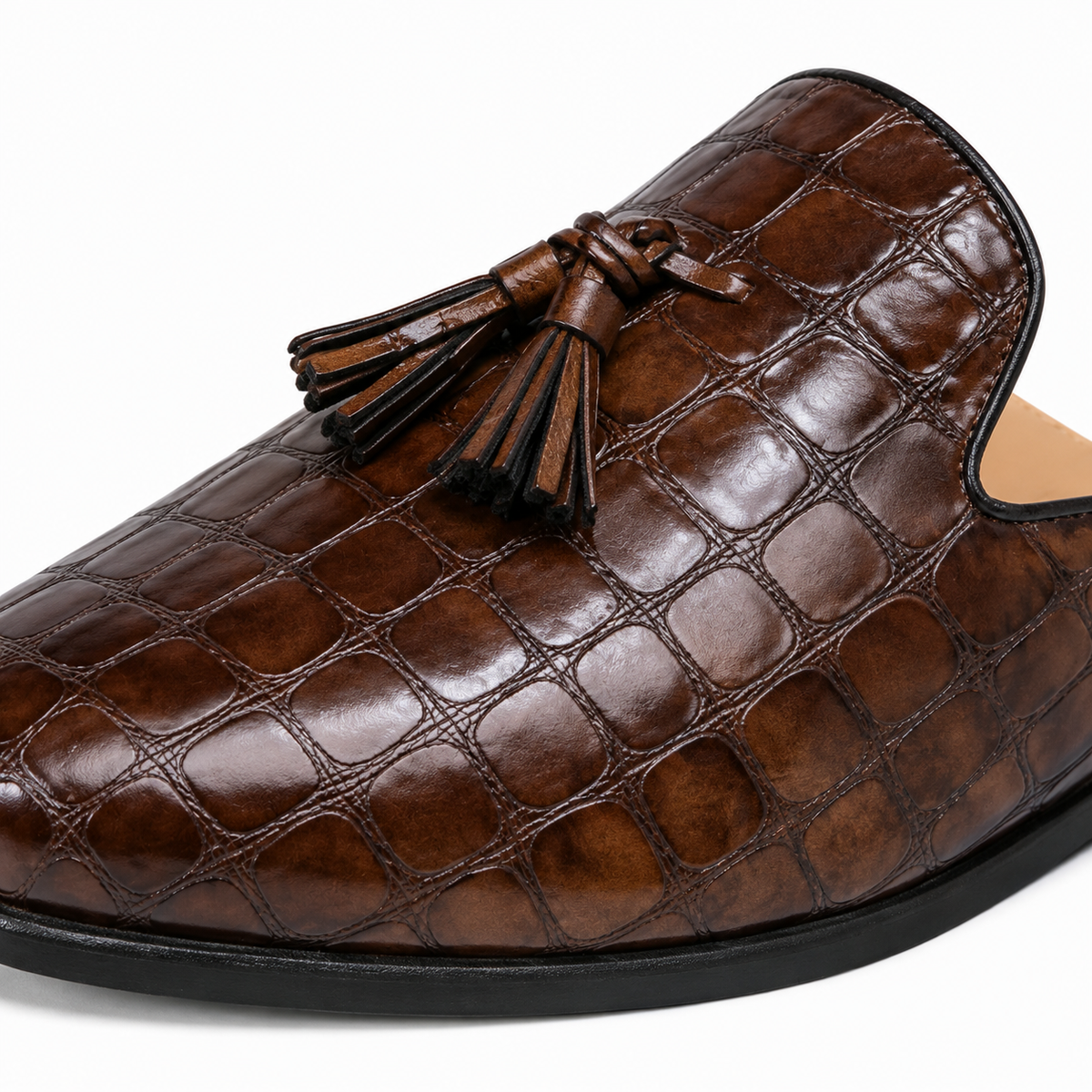 Mules de ville homme cuir texturé silhouette slip-on prestige