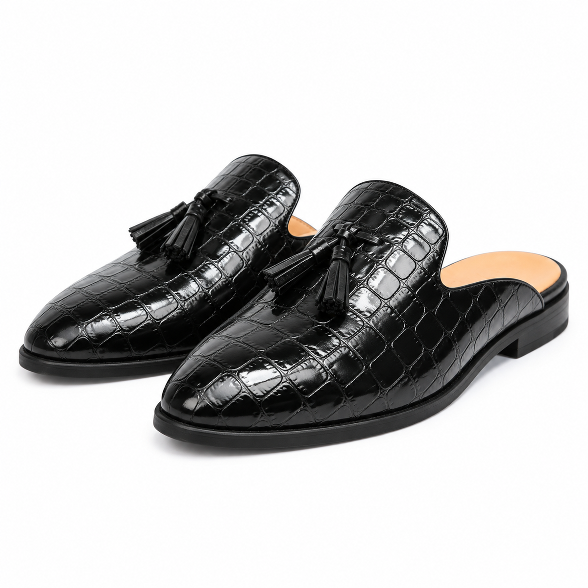 Mules de ville homme cuir texturé silhouette slip-on prestige