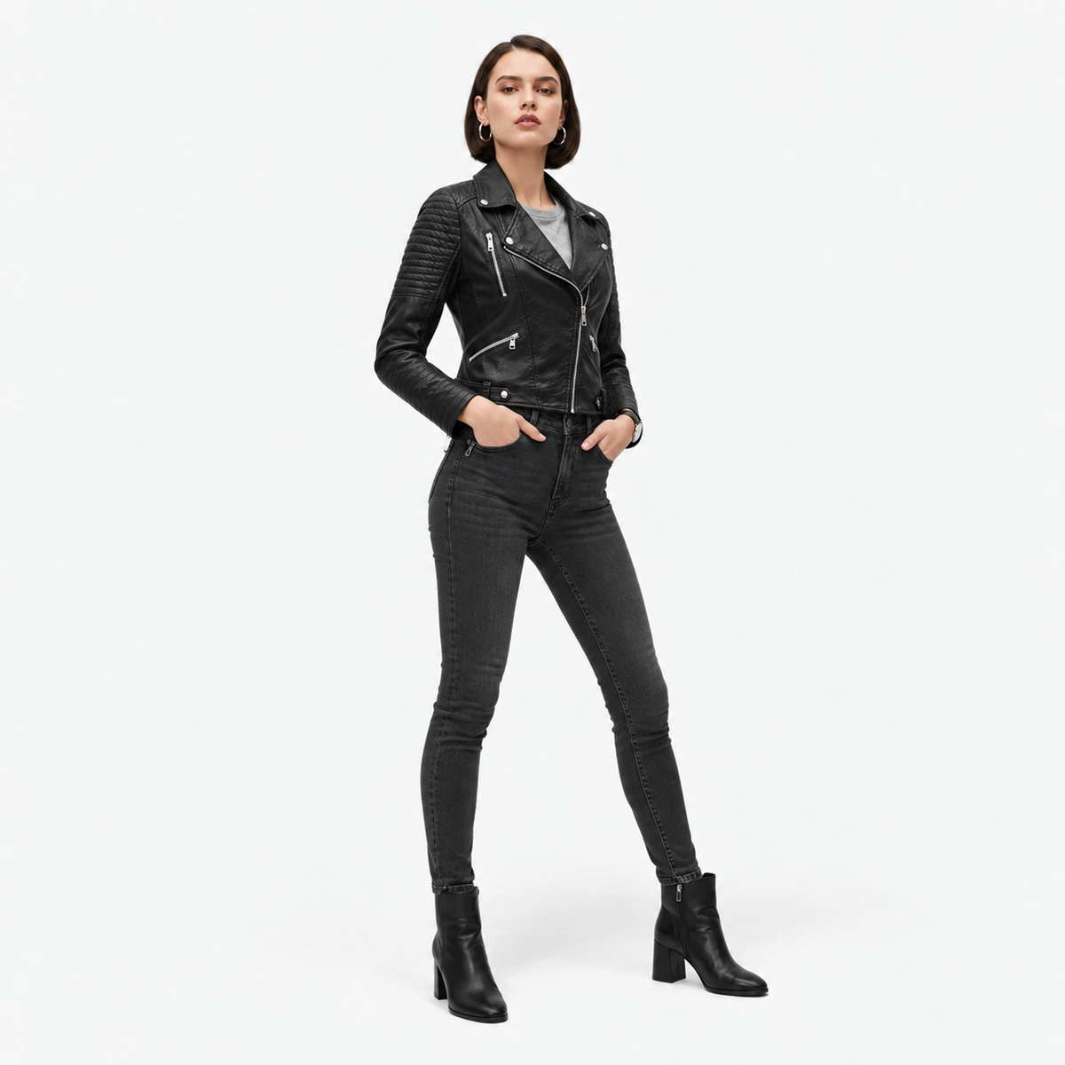 Ancienne Monde | Casaco Feminino Intemporal em Pele Design Biker