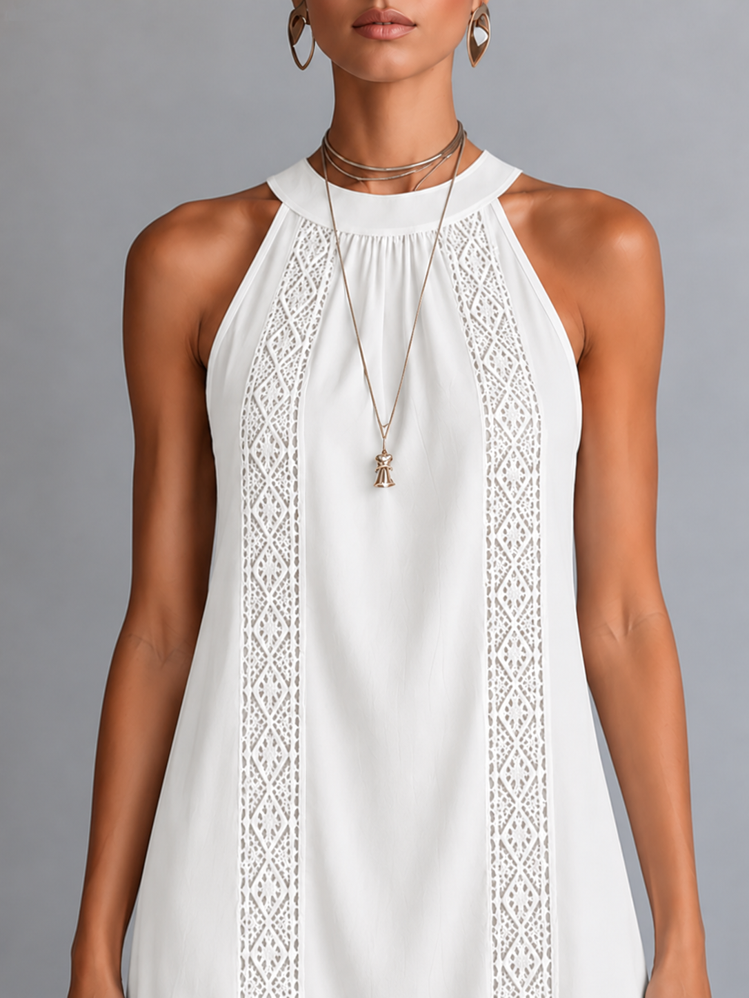 Robe mi-longue pour femme - style brodé coupe ample pour été