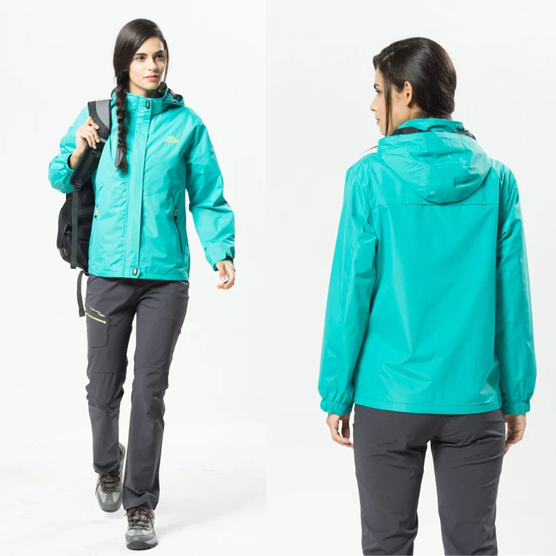 Chaqueta cortavientos de poliéster para mujer – Capucha desmontable y bolsillos con cremallera