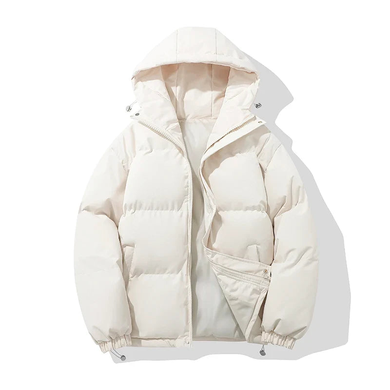Unisex-Baumwoll-Steppjacke – Verstellbare Kapuze und sicherer Reißverschluss