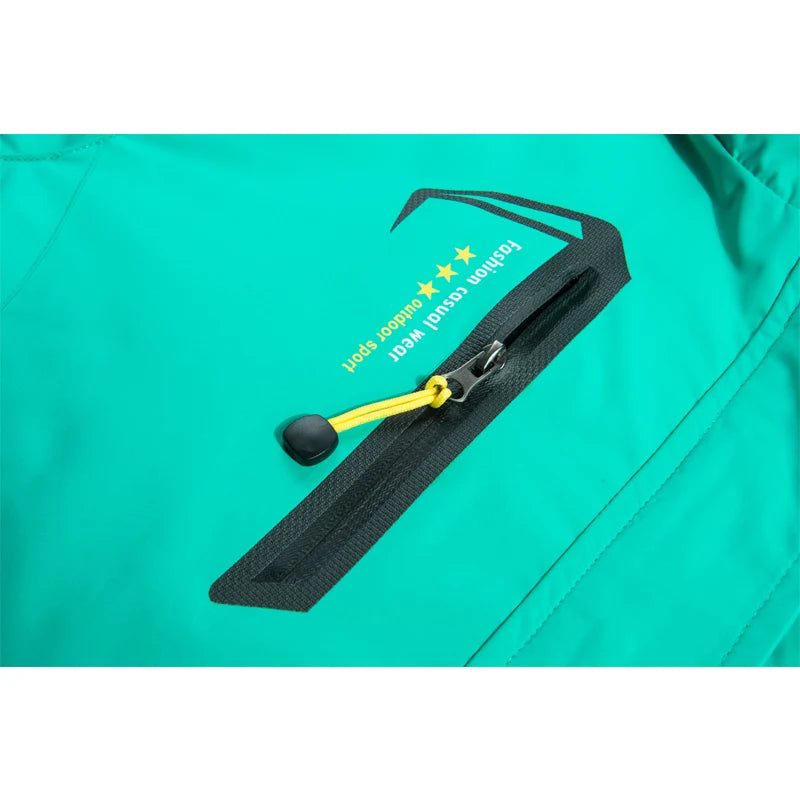Chaqueta cortavientos de poliéster para mujer – Capucha desmontable y bolsillos con cremallera