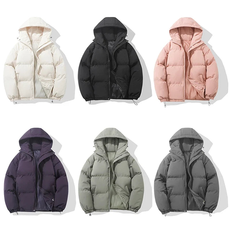 Unisex-Baumwoll-Steppjacke – Verstellbare Kapuze und sicherer Reißverschluss