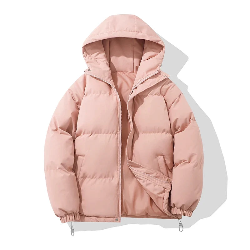 Unisex-Baumwoll-Steppjacke – Verstellbare Kapuze und sicherer Reißverschluss