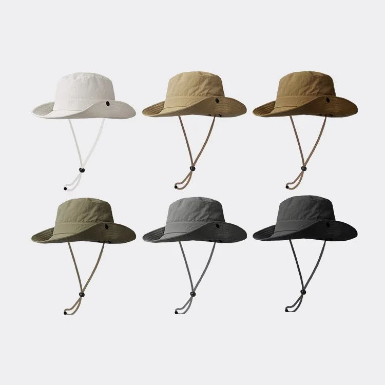 Prodyšný klobouk typu bucket hat s rychleschnoucí úpravou na ochranu před sluncem