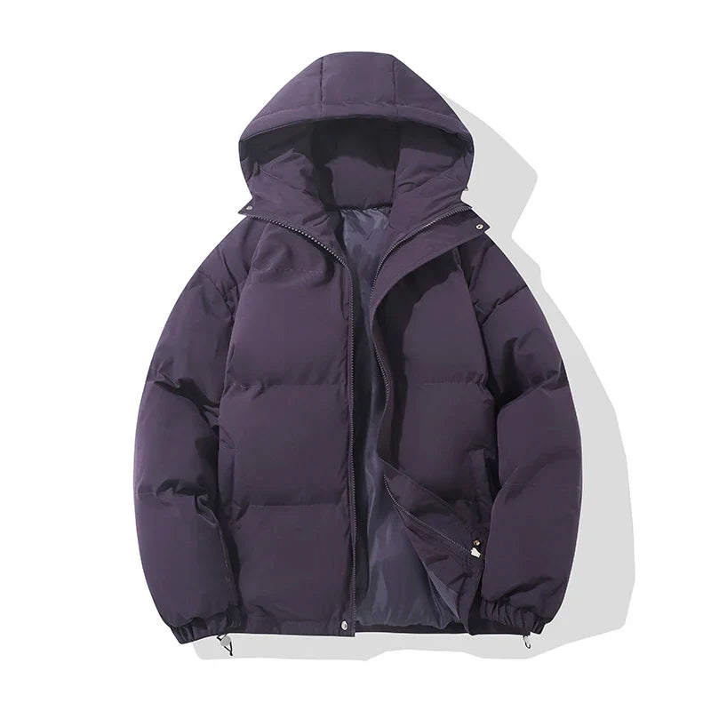 Unisex-Baumwoll-Steppjacke – Verstellbare Kapuze und sicherer Reißverschluss