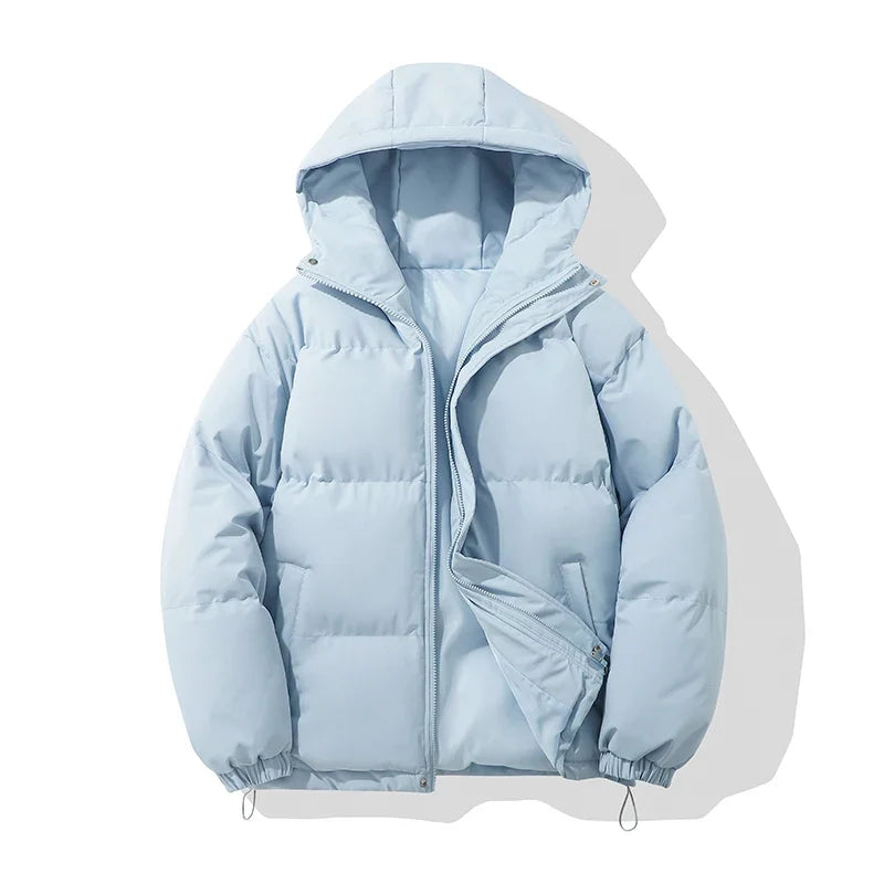 Unisex-Baumwoll-Steppjacke – Verstellbare Kapuze und sicherer Reißverschluss