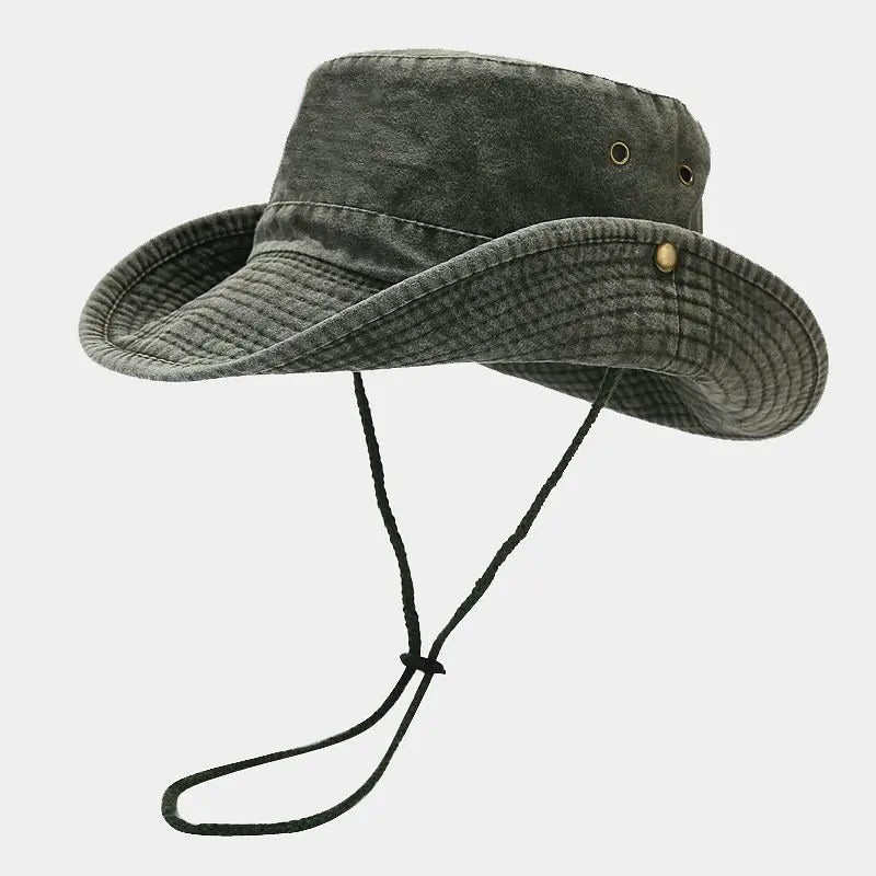 Chapeau bob pêcheur unisexe en coton avec cordon ajustable