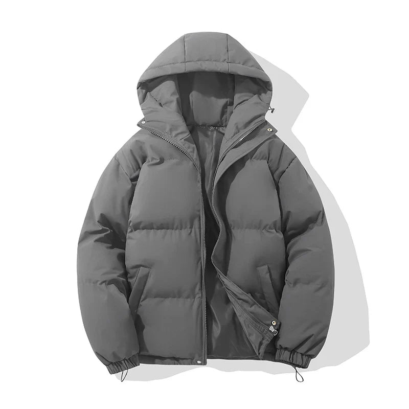 Unisex-Baumwoll-Steppjacke – Verstellbare Kapuze und sicherer Reißverschluss