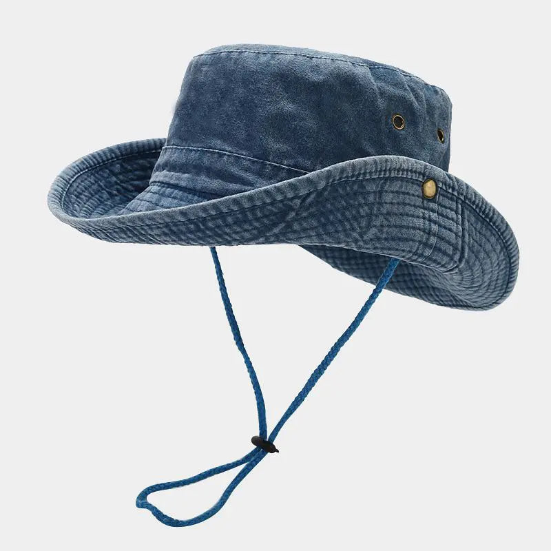 Unisex bavlněný rybářský klobouk s nastavitelným šňůrkou