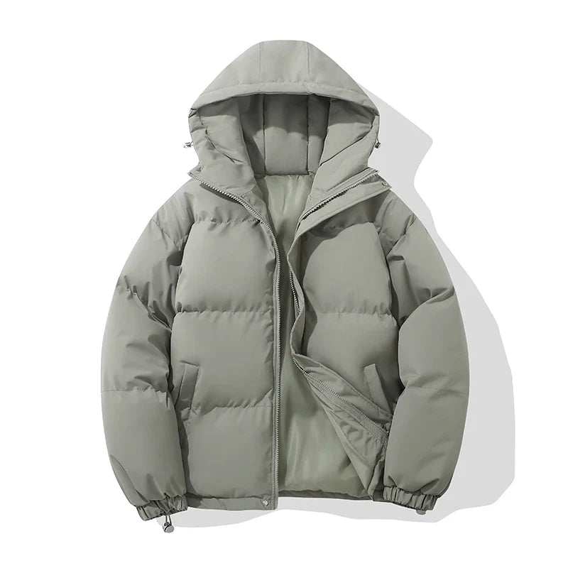 Unisex-Baumwoll-Steppjacke – Verstellbare Kapuze und sicherer Reißverschluss