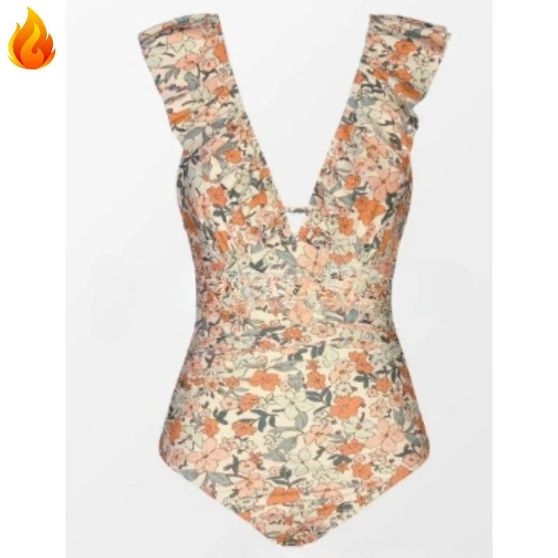 Maillot de bain maternité monokini col en V lacé