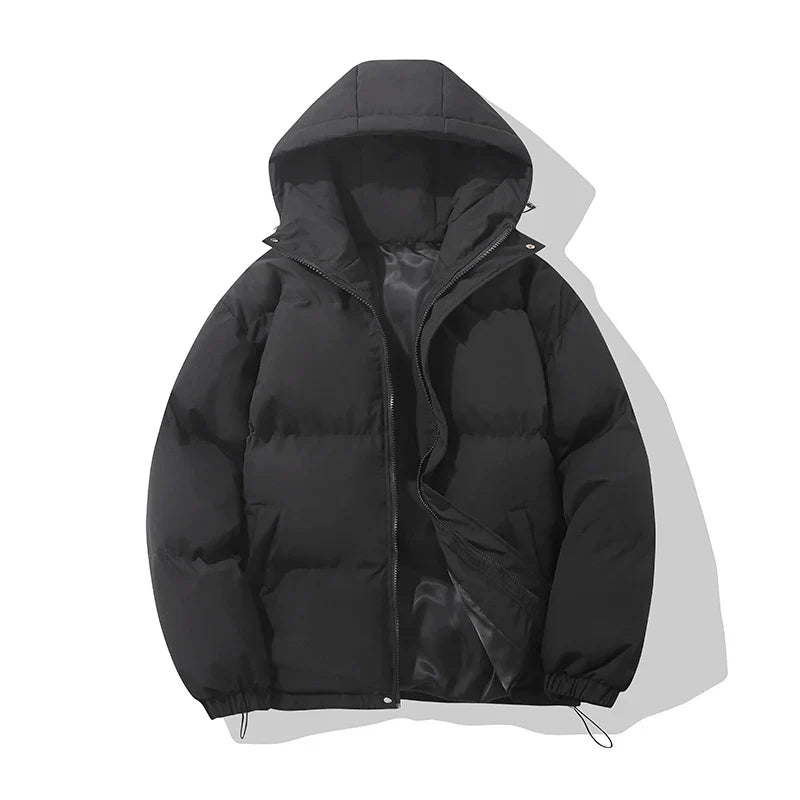 Unisex-Baumwoll-Steppjacke – Verstellbare Kapuze und sicherer Reißverschluss