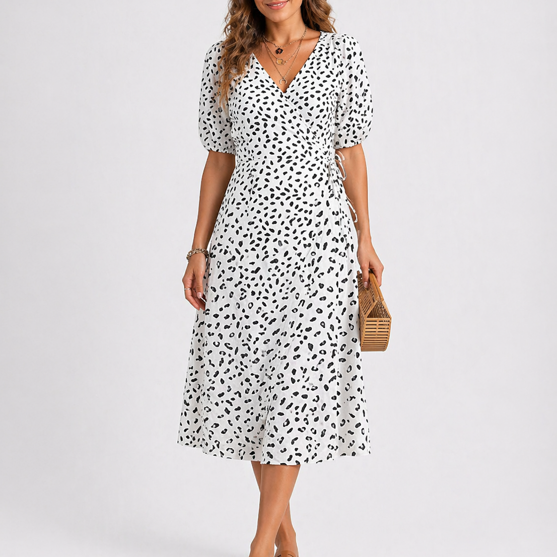 Robe Mi-Longue À Motif Abstrait