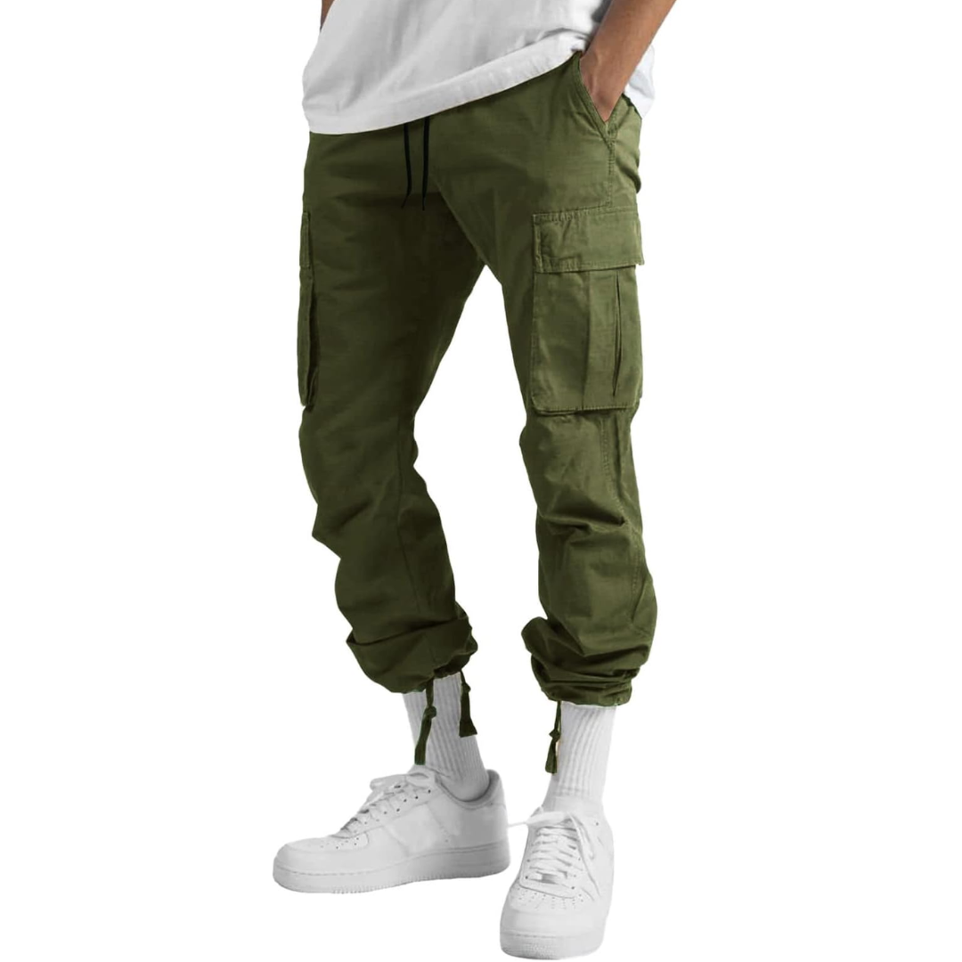 Pantalon Cargo Homme – Multipoches Taille Ajustable Coupe Décontractée