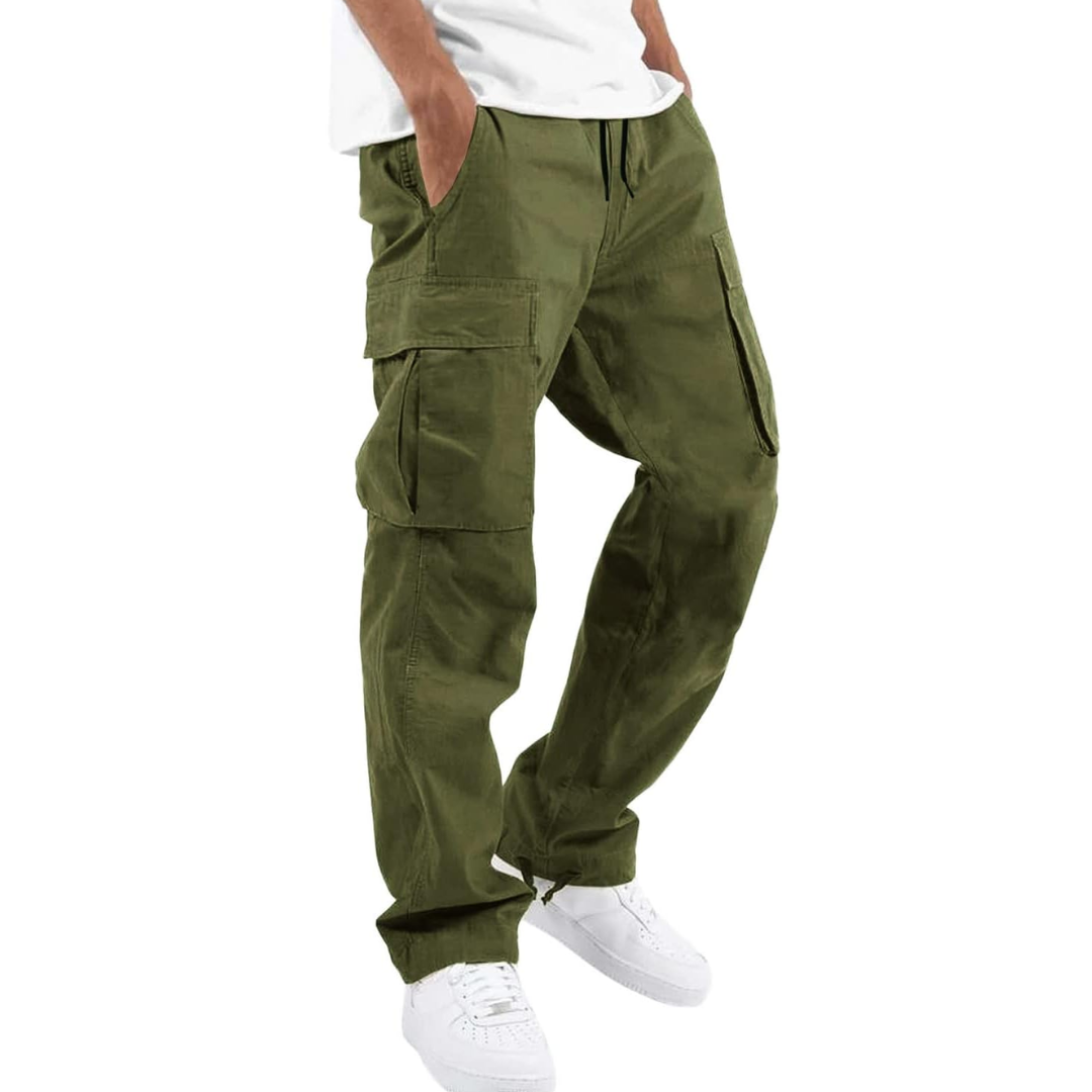 Pantalon Cargo Homme – Multipoches Taille Ajustable Coupe Décontractée