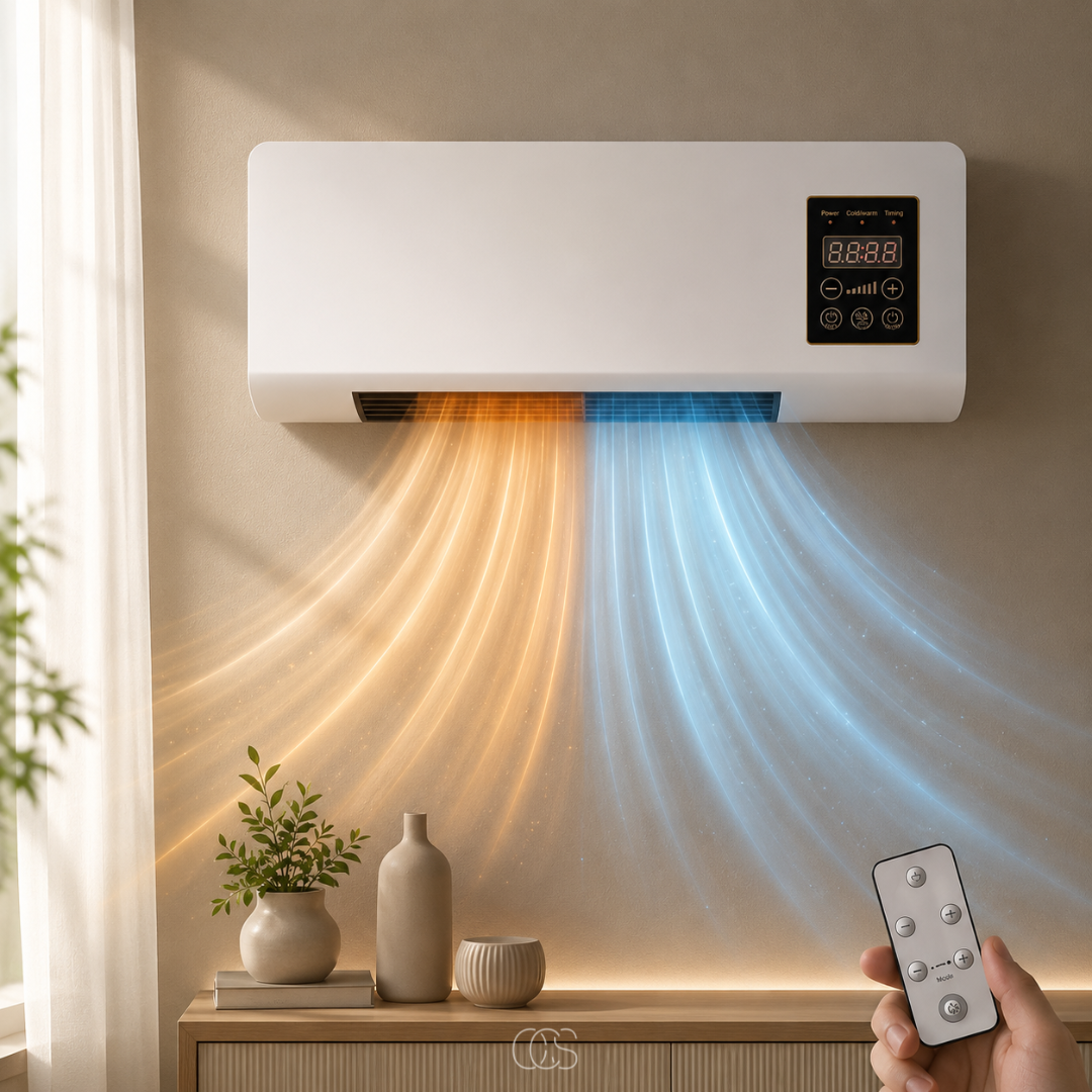 2-in-1 Wall Heater with Fan, Remote Control, and LED Display