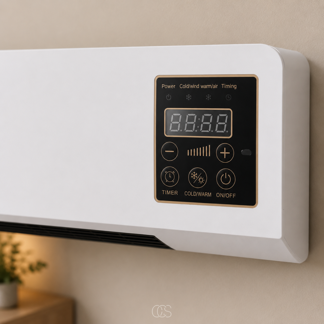 2-in-1 Wall Heater with Fan, Remote Control, and LED Display