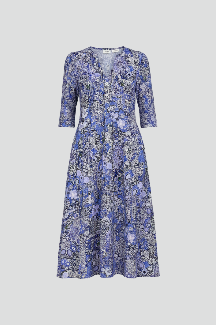 Robe mi-longue pour femme — modèle fluide sans fermeture à imprimé floral