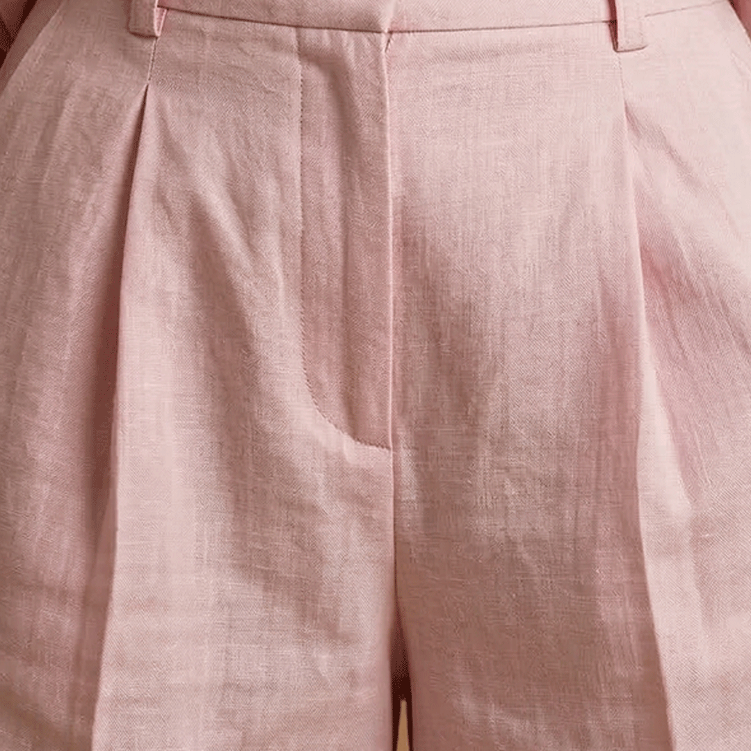 Parure chemise et pantalon court femme - ensemble plissé avec poches | vacances