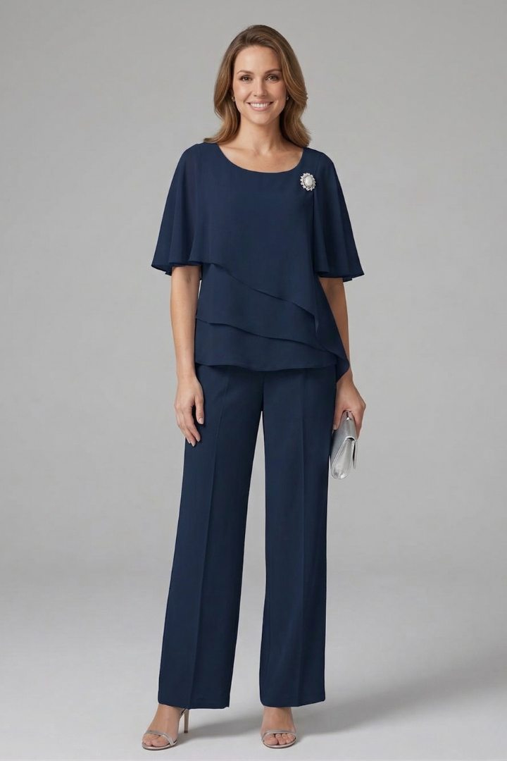 Ensemble tunique et pantalon femme — modèle fluide droit sans boutons | vacances