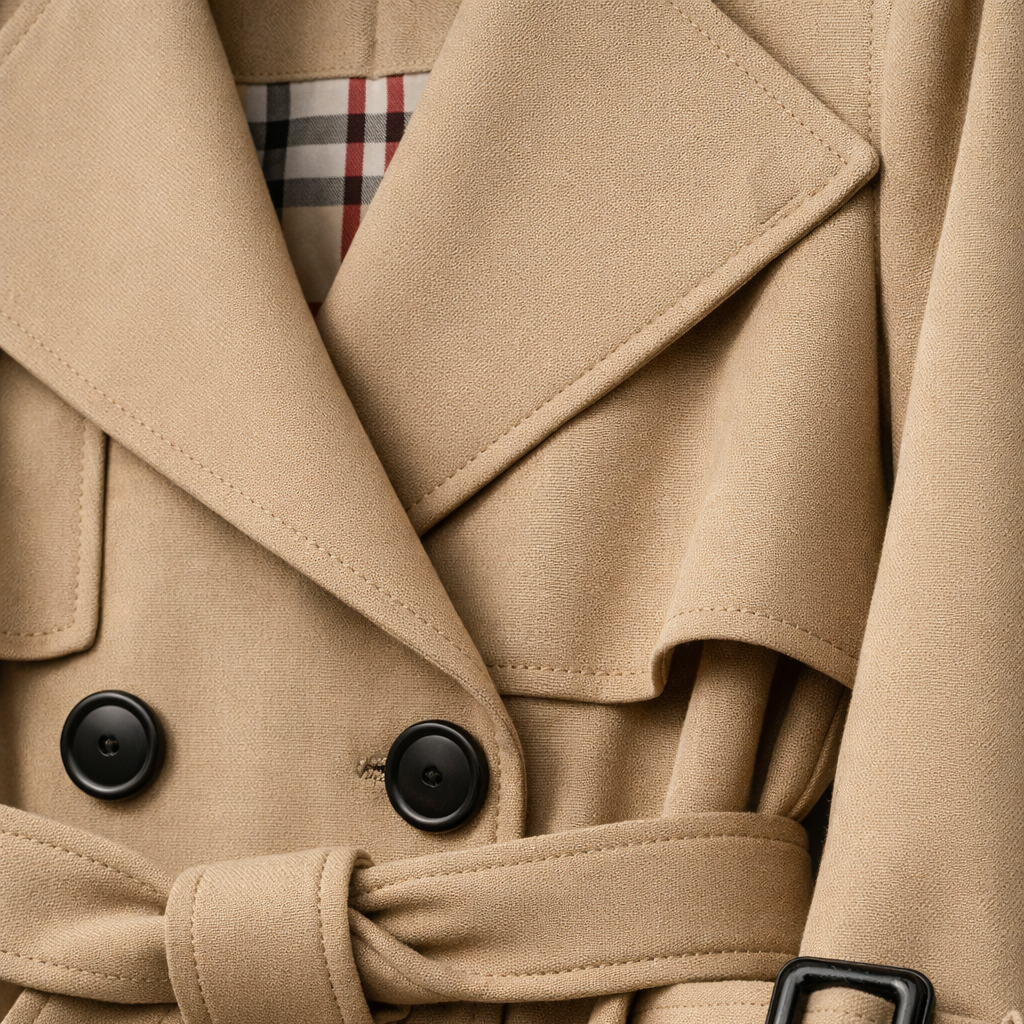 Női pamut trenchcoat – Állítható öv és hosszú, szabott fazon