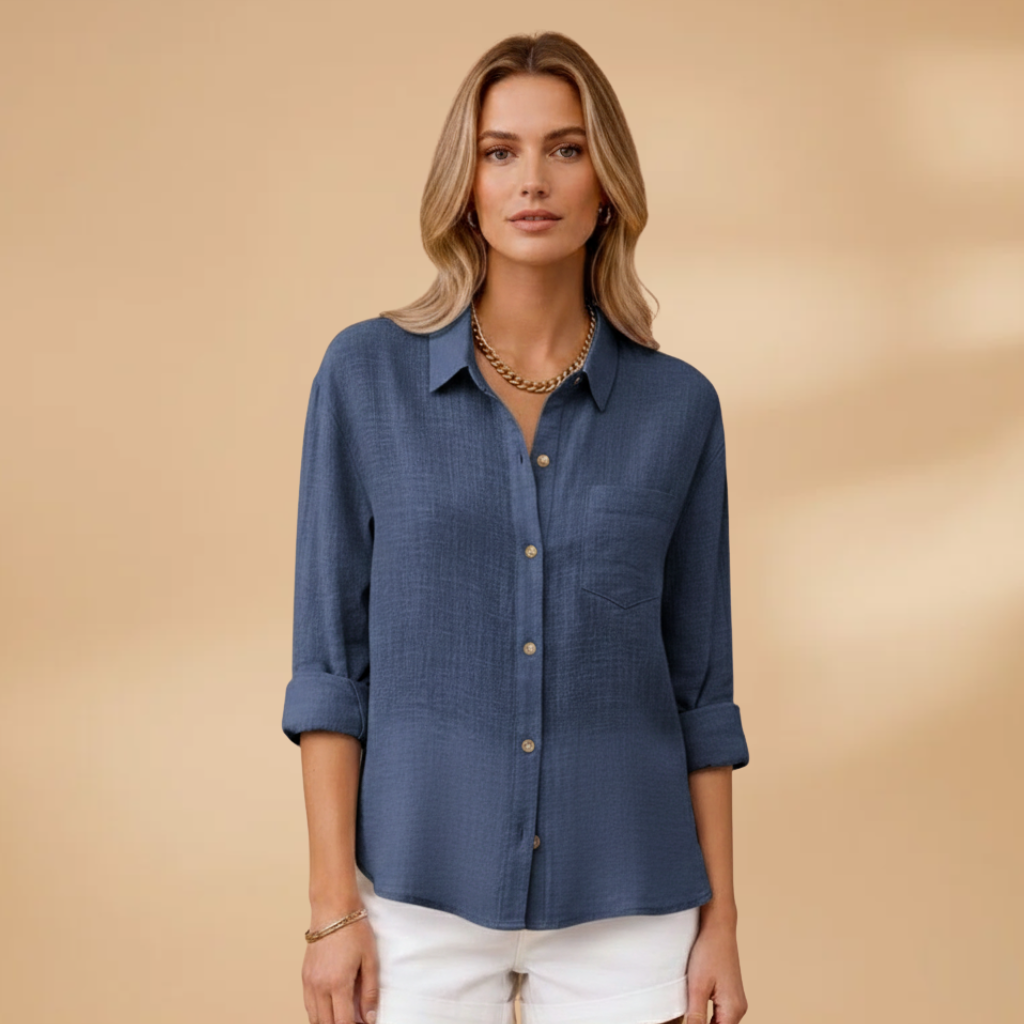 Tunique courte boutonnée femme — top ajusté uni sans poches | vacances