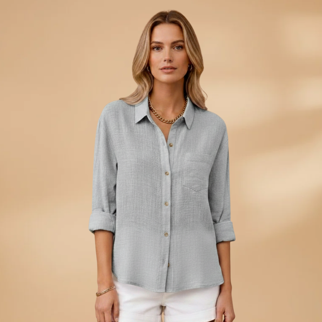 Tunique courte boutonnée femme — top ajusté uni sans poches | vacances