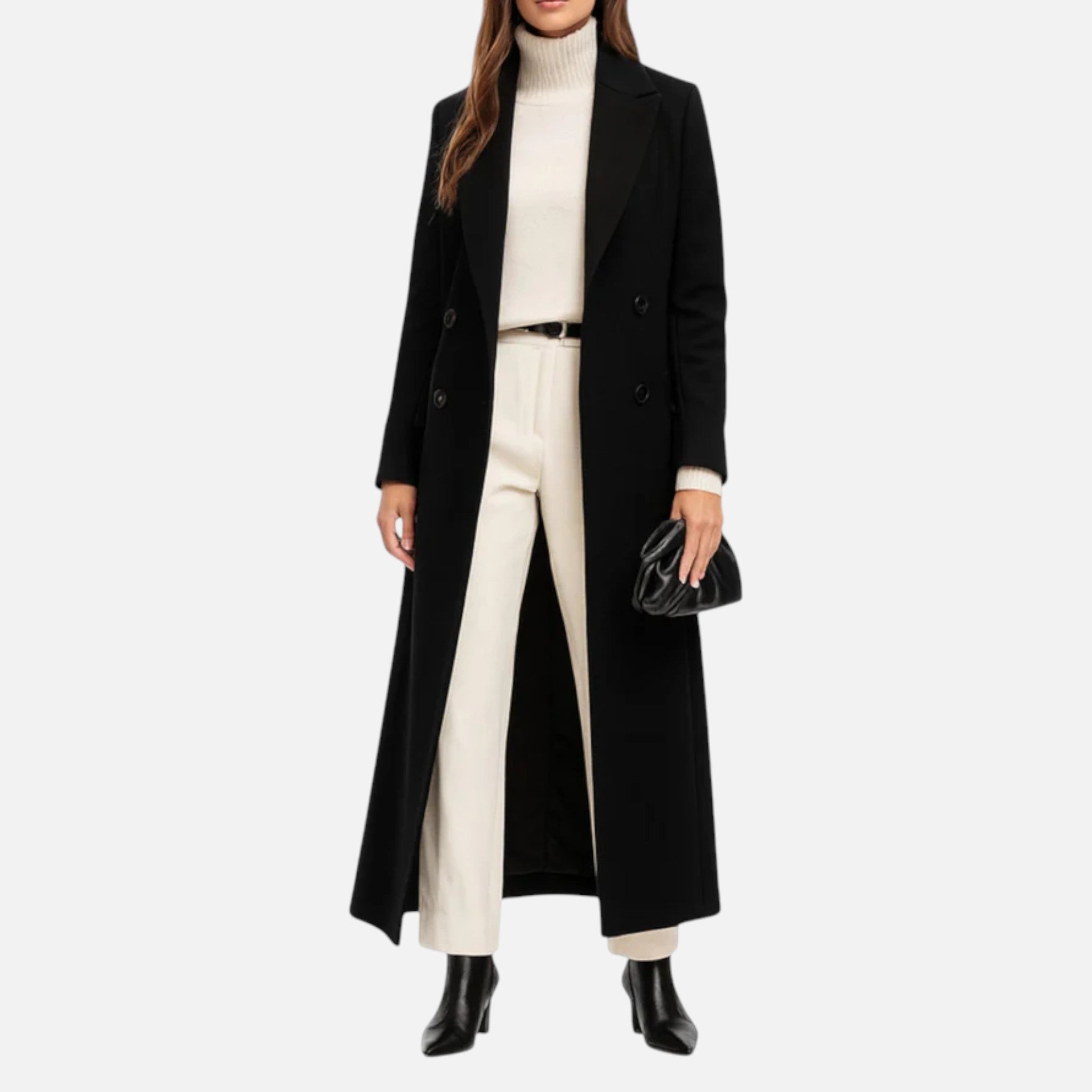 Ancienne Monde | Manteau Long Femme Noir Cintré