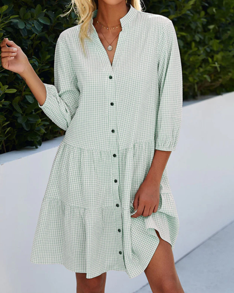 Robe Courte Femme A-Line Col V