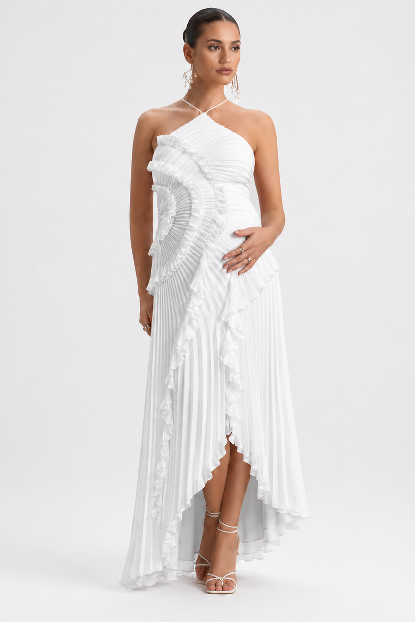 Robe maternité longue plissée dos nu