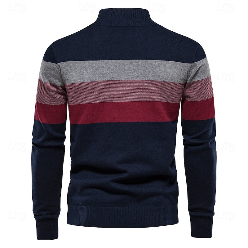 Pull Zippé Homme – Col Montant et Coupe Ajustée au Style Intemporel