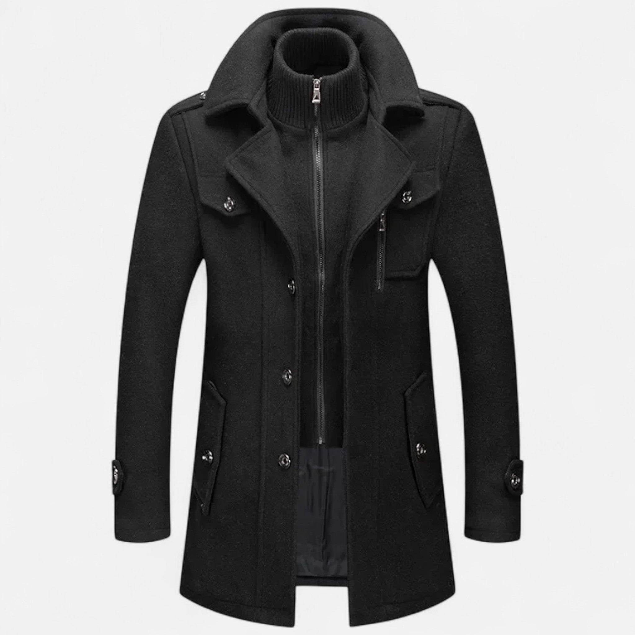 Ancienne Monde | Manteau d’Hiver Homme en Laine Mélangée à Double Col