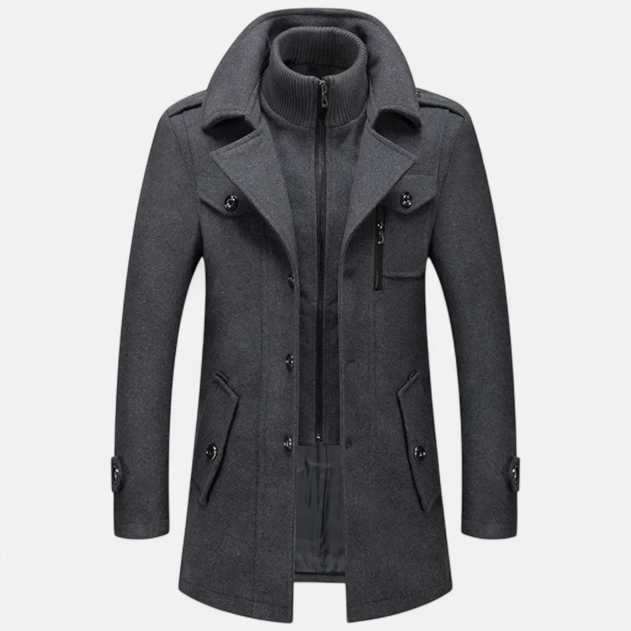 Ancienne Monde | Manteau d’Hiver Homme en Laine Mélangée à Double Col