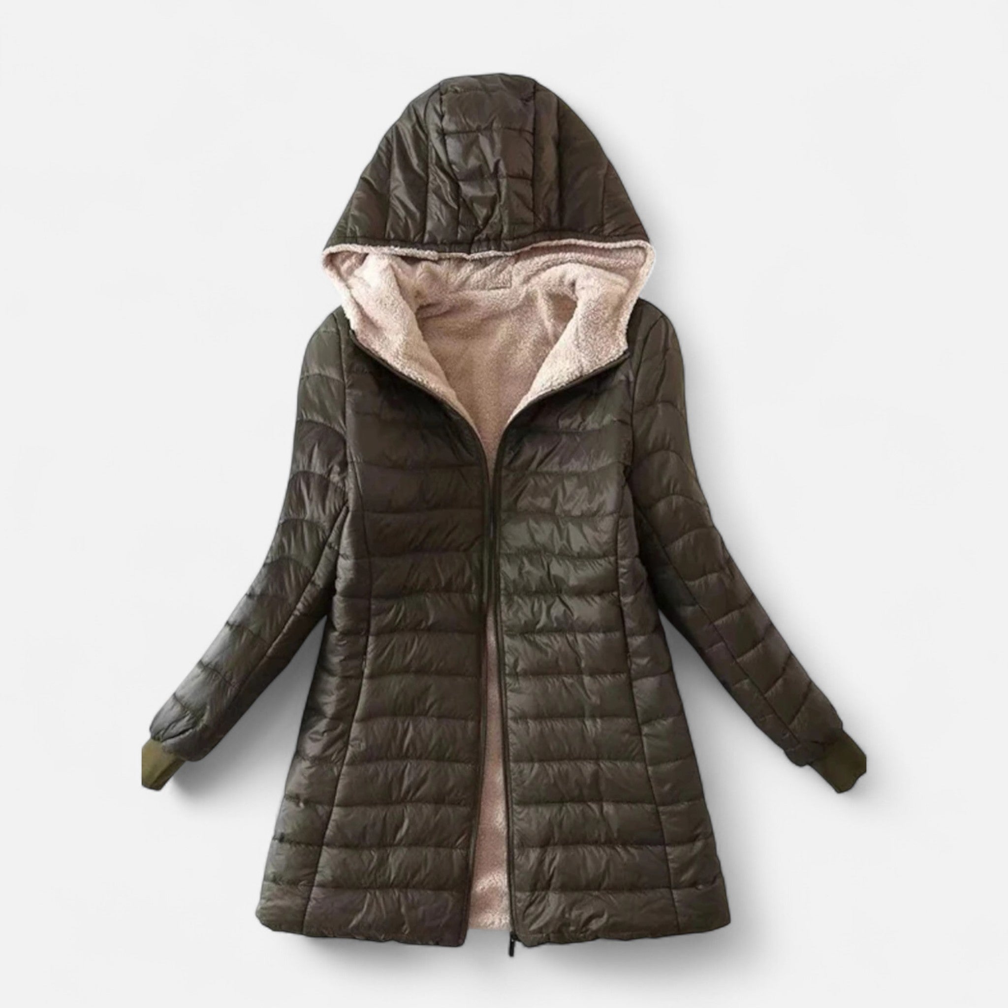 Ancienne Monde | Parka Femme Mi-Longue à Capuche et Doublure Laine d’Agneau