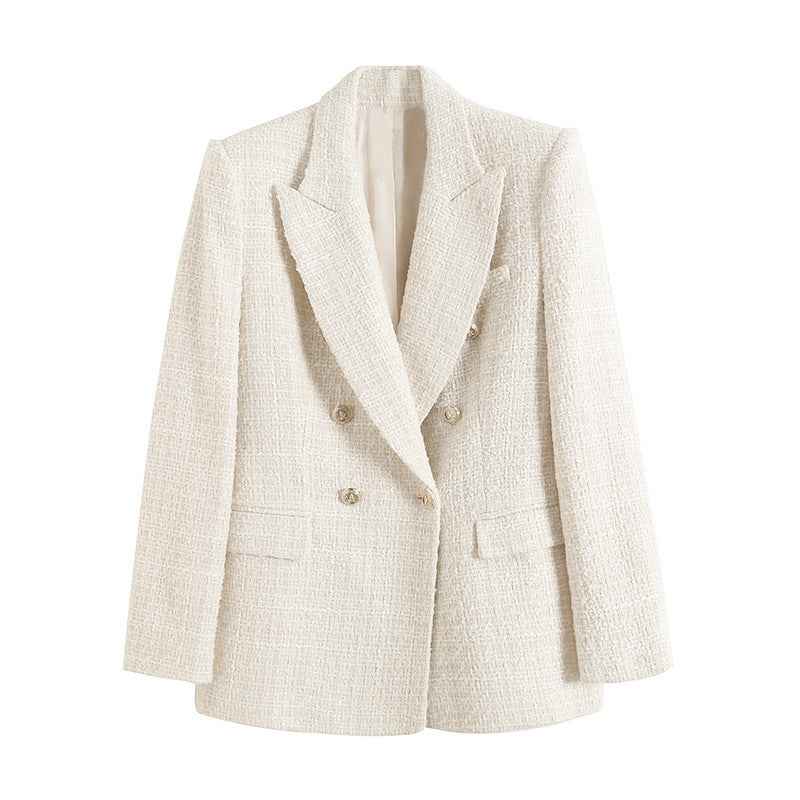 Women’s Blazer – Notched Lapel, Fitted Waist, Hip-Length, Timeless Style