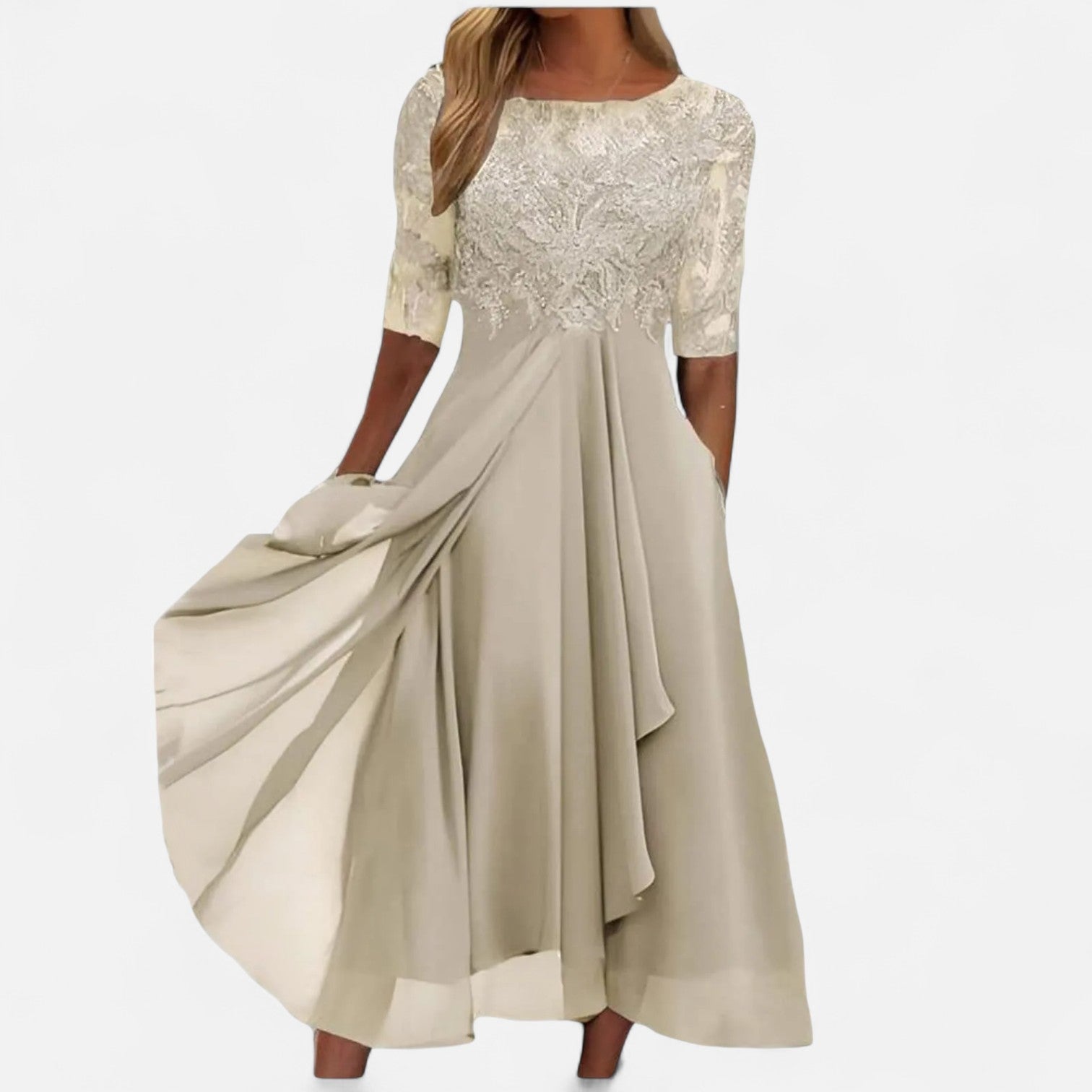 Ancient World | Elegant Summer Tea-Length Dress for Women – Timeless Grace from Day to Night