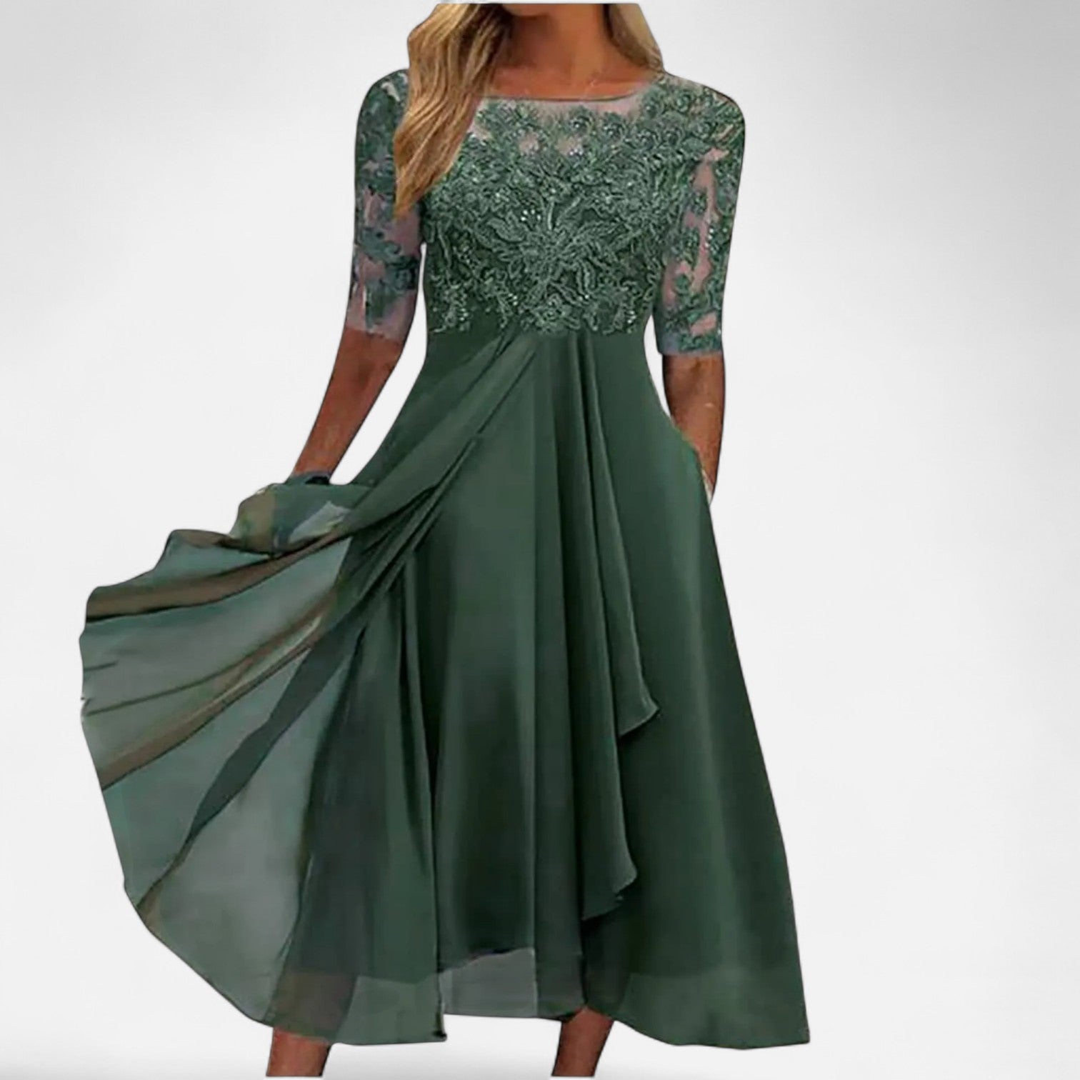 Ancient World | Elegant Summer Tea-Length Dress for Women – Timeless Grace from Day to Night