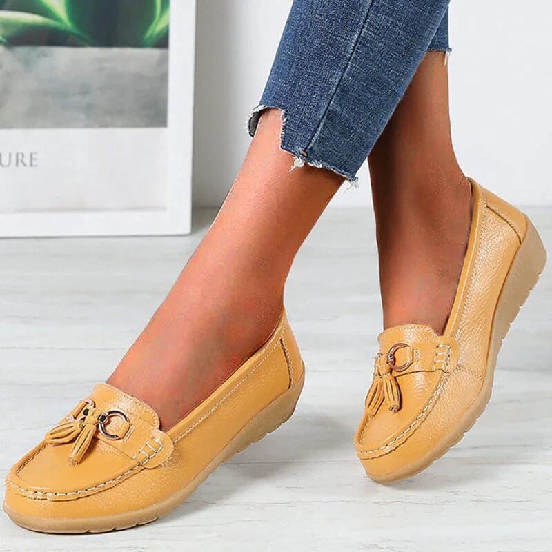 Chaussures mocassins en cuir femme - souliers de ville à boucles - loisirs