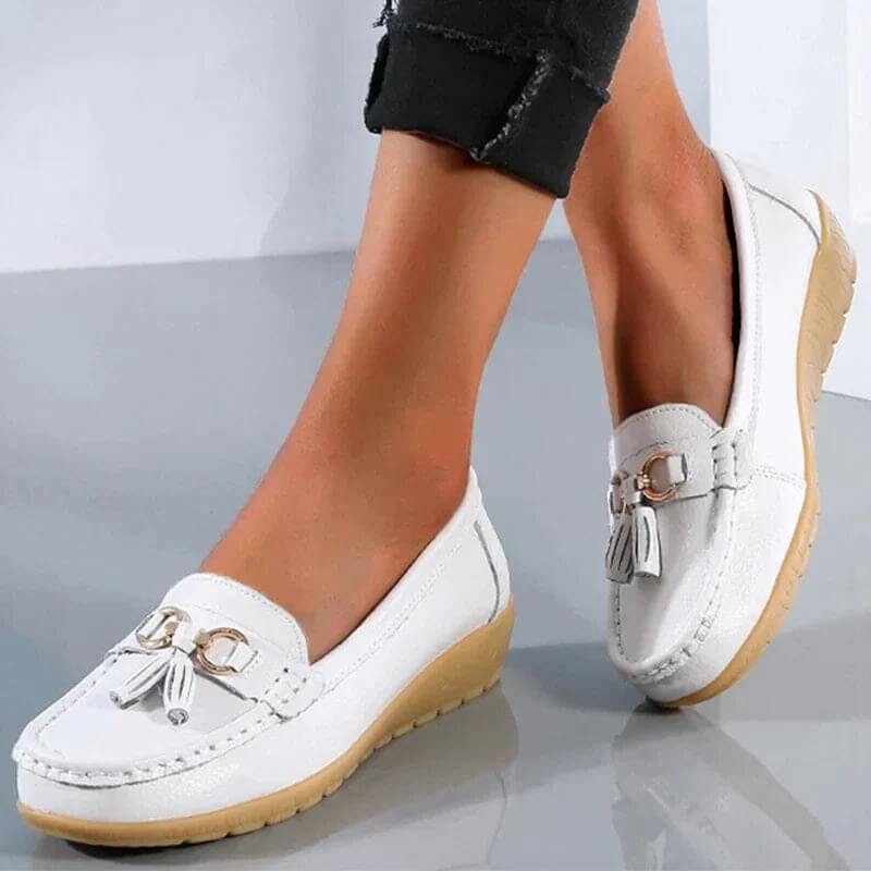 Chaussures mocassins en cuir femme - souliers de ville à boucles - loisirs