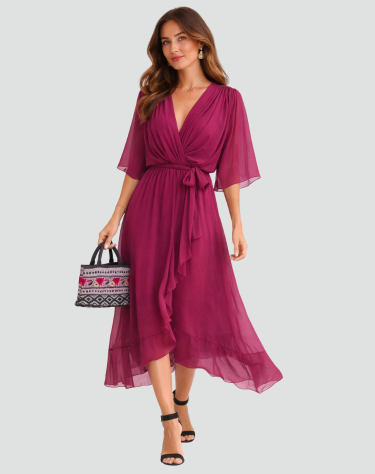 Robe Midi Fluide À Nouer